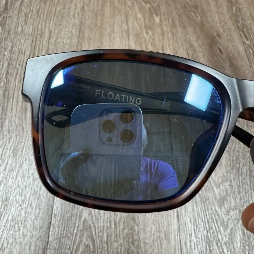RHEOS BIMINI UNISEX FLOATING POLARIZED SUNGLASSES BLUE LENS TOROISE FRAME